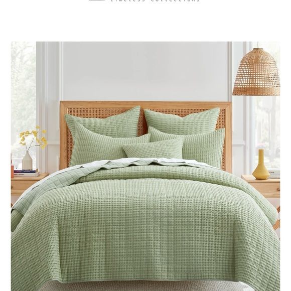 Levtex Home Other - Soft Sage Waffle Duvet Cover Set - Lightweight Textured Bedding